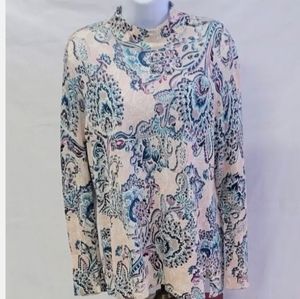 CHICO'S mock turtle neck back zip long sleeve Sweater